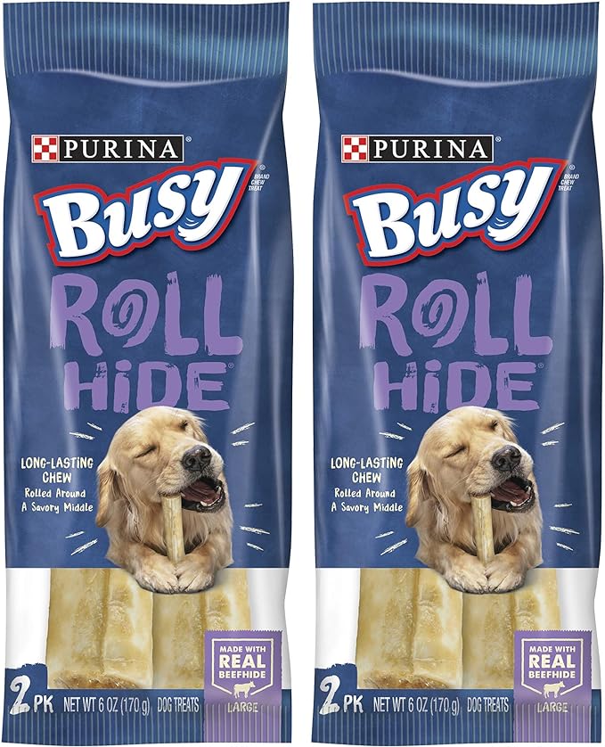 Purina Busy Rollhide Chew Treat - for Large Dogs - 2 Count Treats Per Package - Net Wt. 6 OZ (170 g) Per Package - Pack of 2