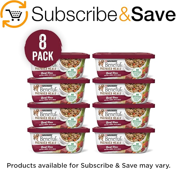 Purina Beneful Gravy Wet Dog Food, Prepared Meals Beef Stew - (8) 10 oz. Tubs