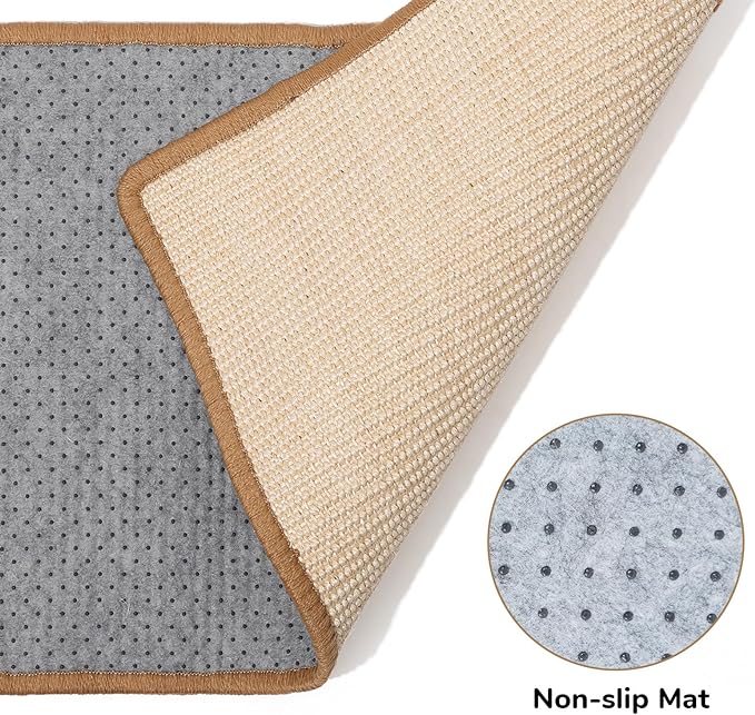 FUKUMARU Cat Scratcher Mat, 23.6 X 15.7 Inch Natural Sisal Cat Scratch Mats, Horizontal Cat Floor Scratching Pad Rug, Protect Couch and Carpets