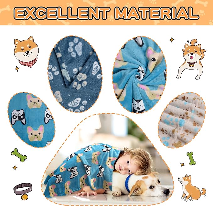 1 Pack 3 Blankets for Dogs Blankets for Medium Dogs Medium Dog Blanket Super Soft Fluffy Premium Fleece Pet Blanket Flannel Throw for Dog Puppy Cat Paw Blanket(30x20 inch)