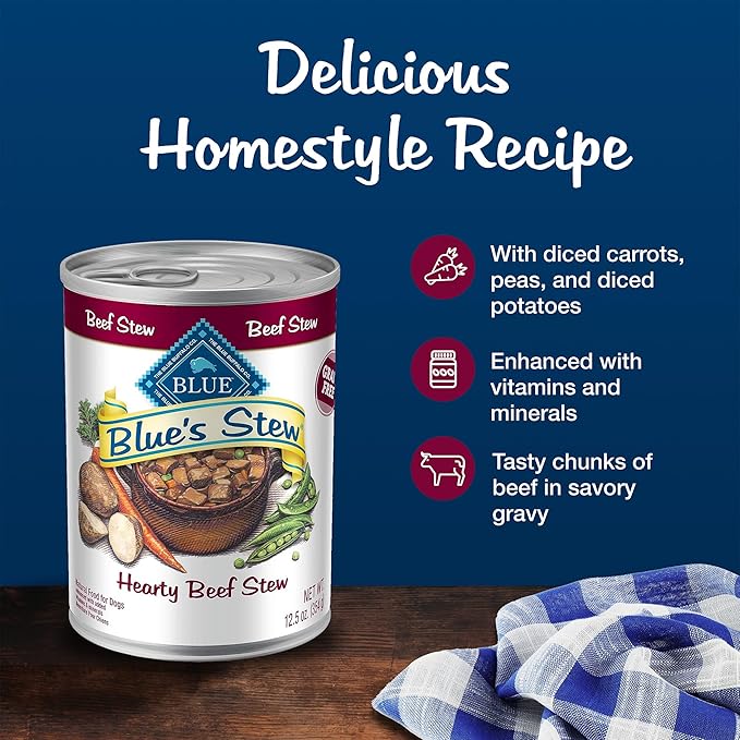 Blue Buffalo Blue's Stew Grain-Free Wet Dog Food, Made with Natural Ingredients, Hearty Beef Stew, 12.5-oz. Cans (12 Count)