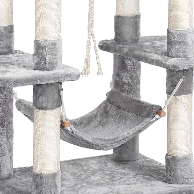 Yaheetech 59 inches Multi-Level Cat Tree Condos Stand Furniture Climber Castle with Cat Scratching Posts, Plush Perch and Hammock for Kittens,Cats and Pets