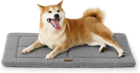 Bedsure Washable Dog Crate Bed for Large Dogs, Reversible Foam Floor Dog Mat, Lightweight Travel Flat Pet Beds for Indoor & Outdoor Dogs (35" x 23", Grey)