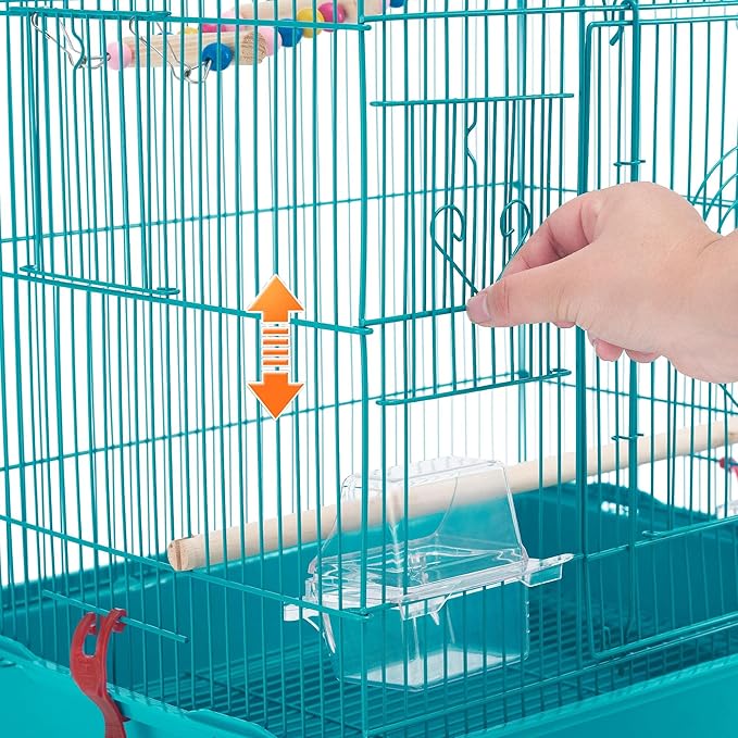 Yaheetech 39'' H Metal Roof Top Bird Cage Medium Small Parrot Cage w/Toys & Swing & Ladder for Canary Budgie Cockatiel Conure Parakeet