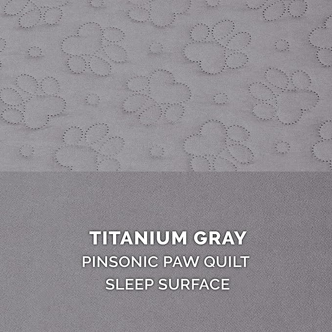 Furhaven Memory Foam Dog Bed for Large Dogs w/ Removable Bolsters & Washable Cover, For Dogs Up to 95 lbs - Pinsonic Quilted Paw L Shaped Chaise - Titanium, Jumbo/XL