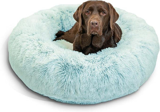 Best Friends by Sheri The Original Calming Donut Cat and Dog Bed in Shag Fur Baby Blue, Large 36"