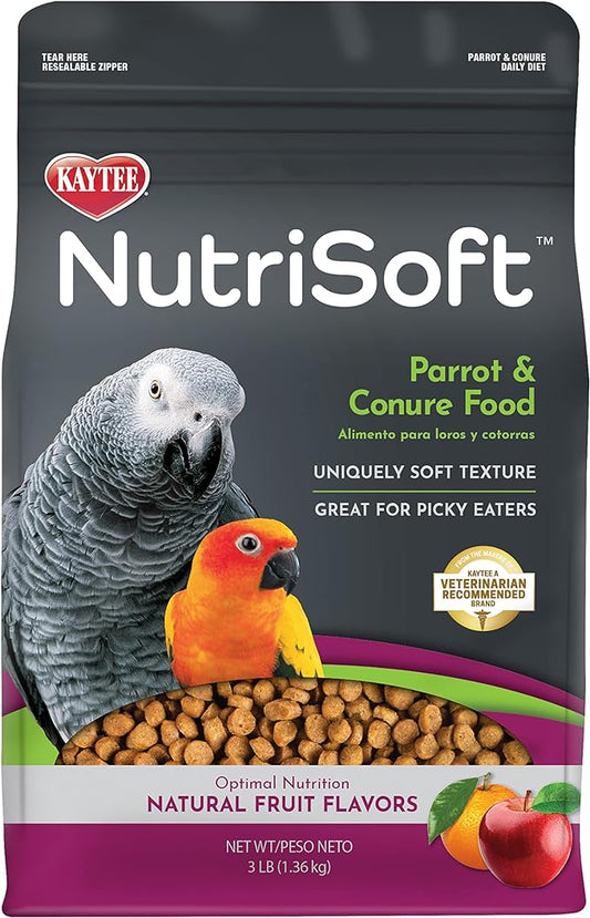 Kaytee Nutri Soft Pet Parrot & Conure Bird Food, 3 Pound