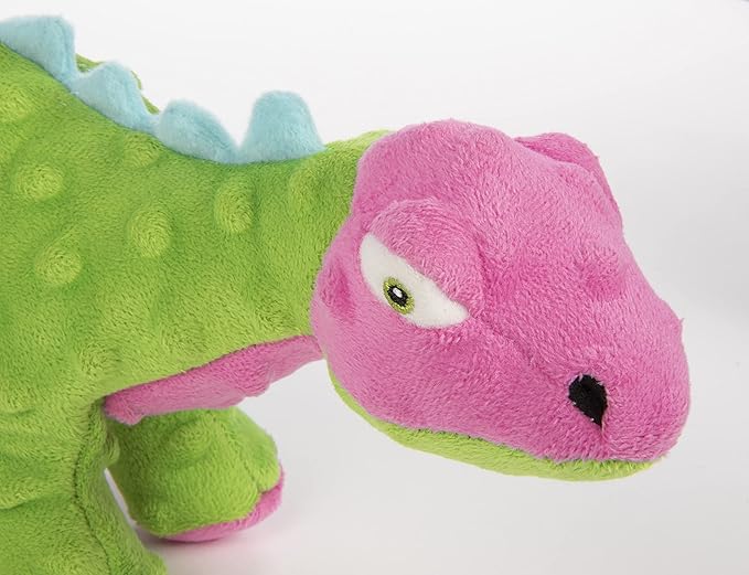 goDog Dinos Spike Squeaky Plush Dog Toy, Chew Guard Technology - Green, Small