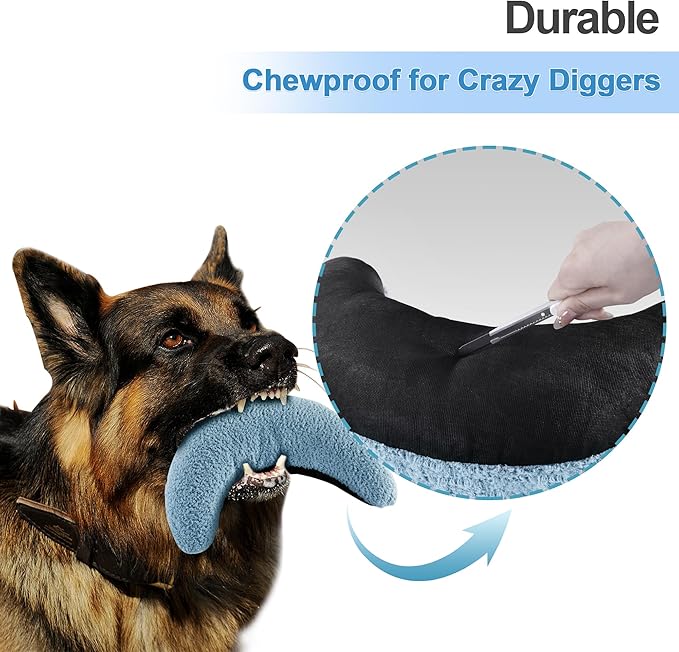 HOMBYS Chewproof Dog Pillow, Calming Toy for Dogs Anxiety Relief, Suitable for Both Crazy Tearers & Tame Dogs, Furry Surface Soft & Comfortable Dog Neck Pillow Improve Sleeping, Machine Washable