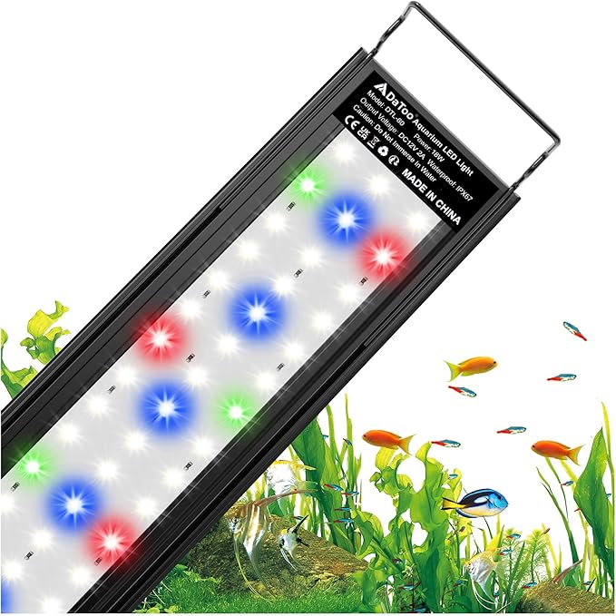 Aquarium LED Light Full Spectrum Fish Tank Lights White Blue Red Green Multi-Color LEDs Extendable Aquarium Light for 24 Inch to 30 Inch Fish Tanks