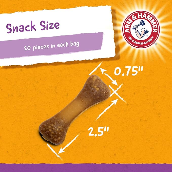 Arm & Hammer for Pets Nubbies Dental Treats for Dogs | Dental Chews Fight Bad Breath, Plaque & Tartar without Brushing | Peanut Butter Flavor, 20 Count - 24 Pack Dental Dog Chews