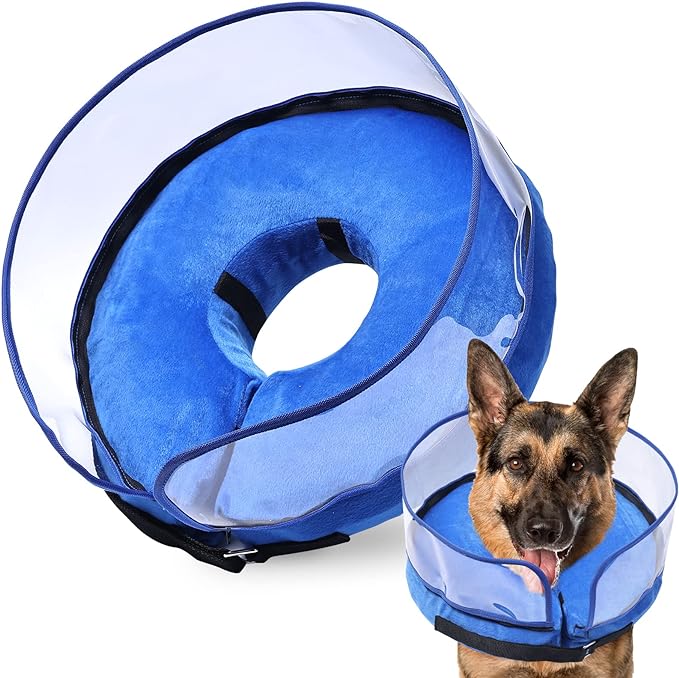 BARKLESS Dog Cone, Inflatable Dog Cone after Surgery for Small Medium Large Dogs, Soft Cones with Enhanced Anti-Licking Guard Shield for Pets, Protective Dog Donut Collar