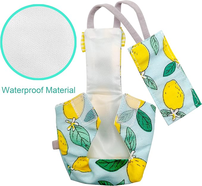 Bird Diaper Harness Flight Suit Clothes with 80 Inch Flying Leash Rope for Parrots Conure Cockatiel Pet Birds Weight 80-105 Grams, M Size Lemon, Including A Cotton Pad