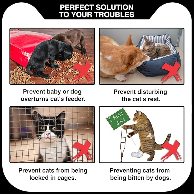 Cat Door Holder Latch Larger Adjustable Cat Door Alternative Fast Latch Strap Let Cats in and Keeps Dogs Out of Litter & Food and Safe Baby Proof No Measuring Easy to Install 3Pcs