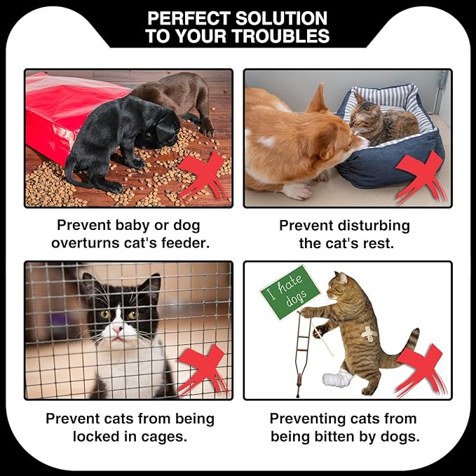 Cat Door Holder Latch Larger Adjustable Cat Door Alternative Fast Latch Strap Let Cats in and Keeps Dogs Out of Litter & Food and Safe Baby Proof No Measuring Easy to Install 4Pcs