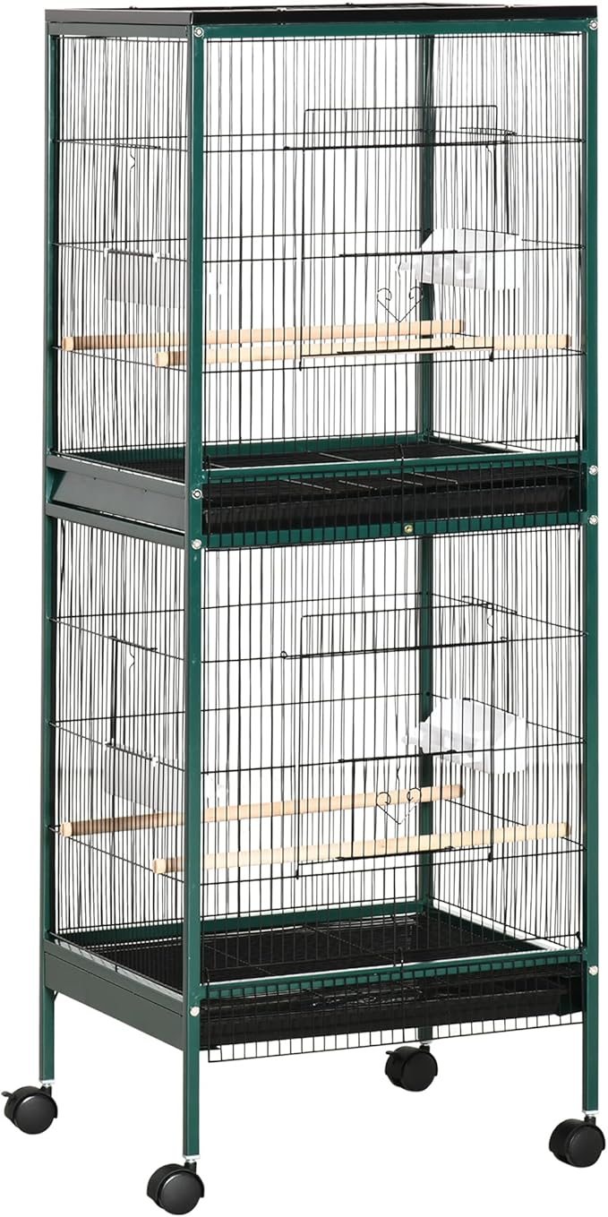 NicBex 55" Metal Bird Cage, Large Parakeet Cages with Stand,Pet Flight Birdcage for Parrot Lovebirds Finches Parakeets Budgie Parrotlet Conures,Bird Aviary Indoor with Rolling Stand,Green