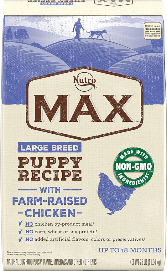 Nutro Max Large Breed Puppy Recipe Dry Dog Food With Farm-Raised Chicken, 25 LB Bag