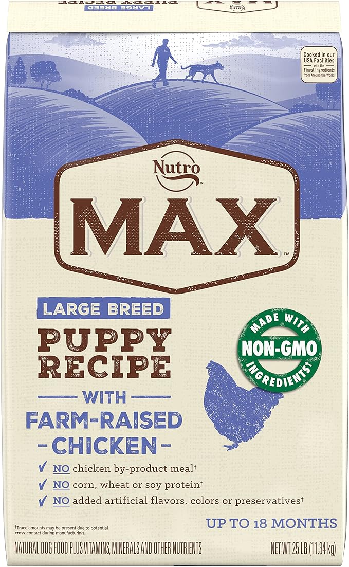 Nutro Max Large Breed Puppy Recipe Dry Dog Food With Farm-Raised Chicken, 25 LB Bag