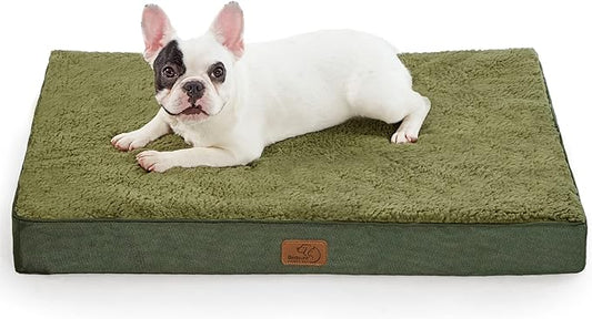 Bedsure Medium Dog Bed for Medium Dogs - Orthopedic Dog Beds with Removable Washable Cover, Egg Crate Foam Pet Bed Mat, Suitable for Dogs Up to 35lbs, Dark Green