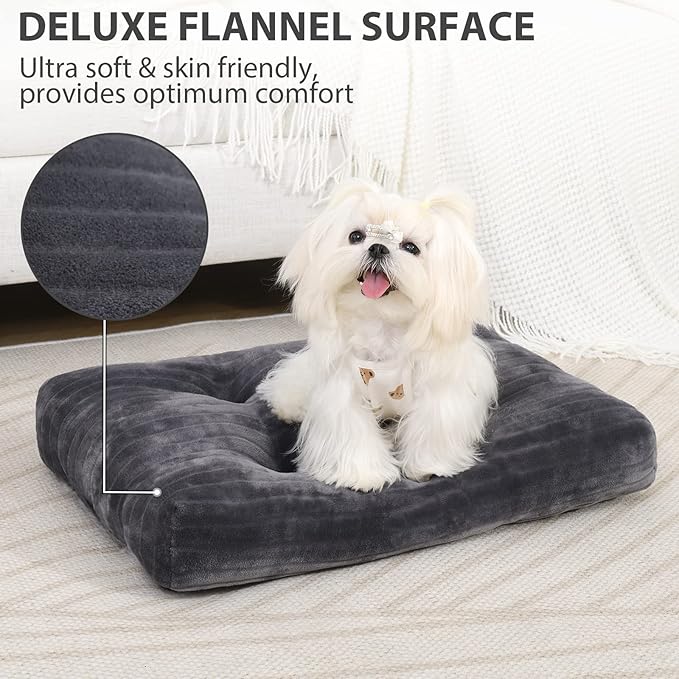 Dog Crate Bed Washable Dog Beds for XX-Small Dogs Deluxe Thick Flannel Fluffy Comfy Kennel Pad Anti-Slip & Anti-Scratch Pet Sleeping Mat, 17 x 11 Inch, Gray