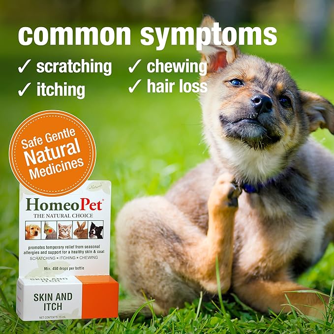 HomeoPet Skin and Itch, Safe and Natural Itch Relief for Dogs and Cats, Coat and Skin Soother for Pets, 15 Milliliters