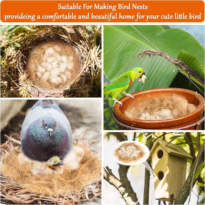 Sukh 2 Pack Bird Nesting Material - Bird Nests Bedding Hummingbird Nesting Material Mixing Canary Nesting Material Finch Nesting Material Parakeet Nesting Materials for Cage,Gardens,Tree Trunks (80G)
