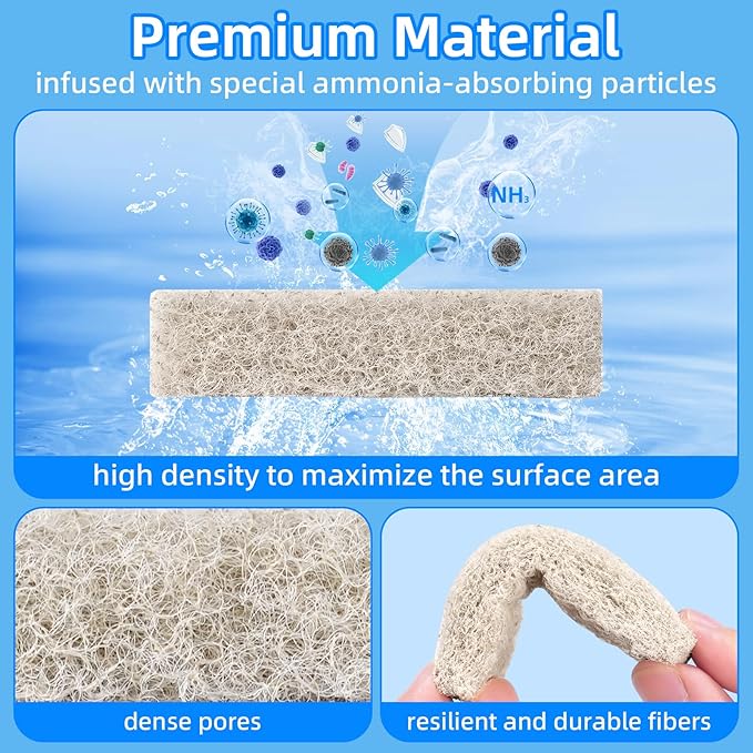 AQUANEAT 6-Pack Replacement Ammonia Reducer Pads Compatible with Aqueon QuietFlow 20 and 75 LED PRO Aquarium Power Filter