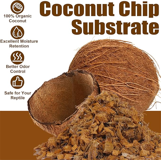 winemana Coconut Substrate for Reptile, 61 Quart Coconut Husk Chip Bedding for Ball Python Snake Tortoise