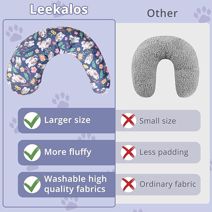 Leekalos Dog Pillow, Dog Calming Pillow for Large and Medium Dogs, U Shaped Dog Neck Pillow for Joint Relief Sleeping Improve, Machine Washable Pet Pillow for Small Dogs Cats Pet Calming Toy