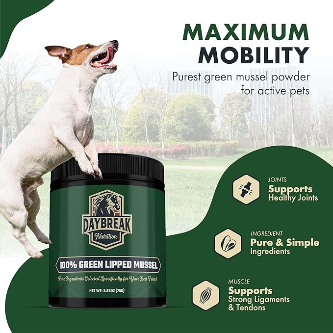 Pure Green Lipped Mussel Powder for Dogs and Cats - 100% New Zealand Green Lipped Mussels - Anti Inflammatory Supplement & Vitamins to Help Your Pet Deal with Arthritis, Joint Pain Relief - 150 Grams