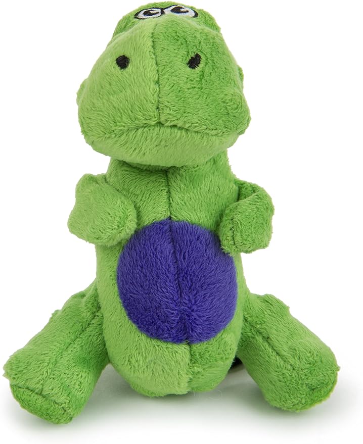 goDog Just For Me Dinos T-Rex Squeaky Plush Dog Toy, Chew Guard Technology - Green, Mini