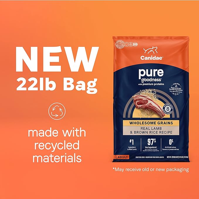 CANIDAE Pure Real Lamb & Brown Rice Recipe Dog Dry 22 lbs.