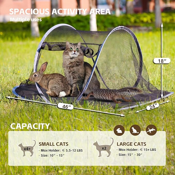 Pop-up Cat Tent, Portable Pet Playpen for Outdoor&Indoor,Outdoor Cat Enclosures - Cat Playpen for Camping,Traveling,Sunbathing