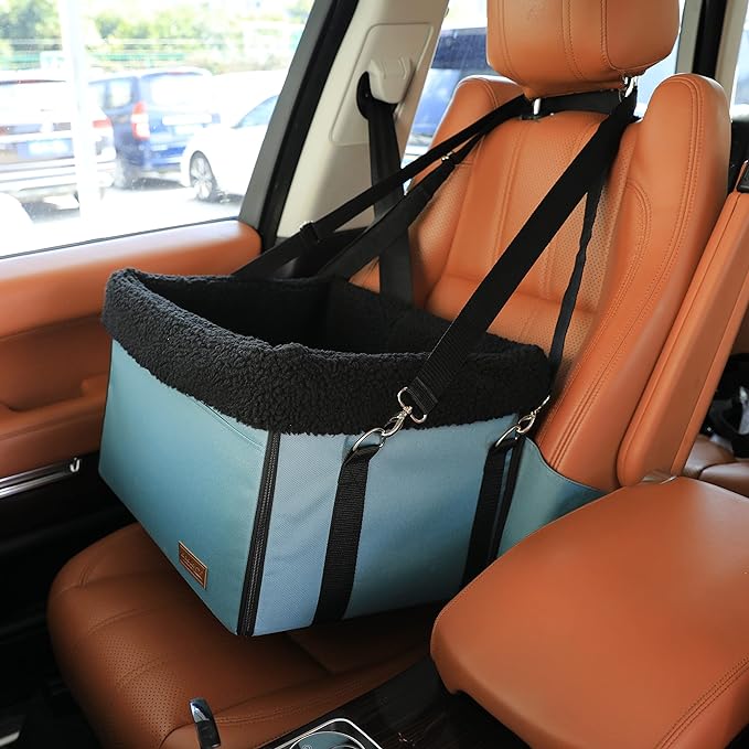 Apollo Walker Dog Car Seats Dog Booster Seat with Removable Fleece Liner Foldable Design for Small Pets(Blue)