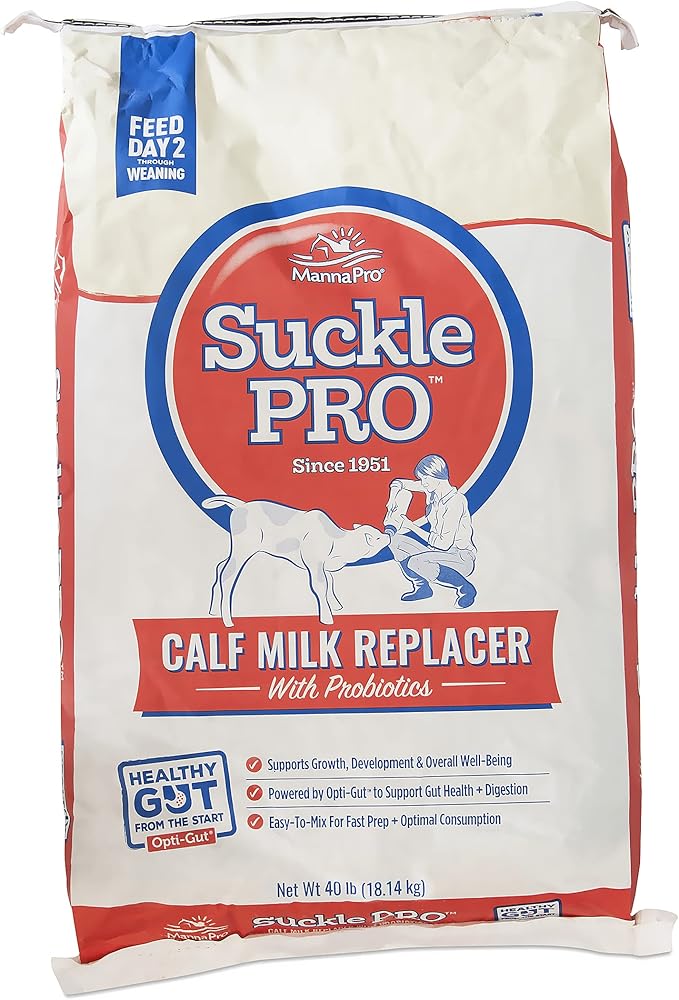 Manna Pro Suckle Pro Calf Milk Replacer | 22% Protein with Probiotics | 40 lb