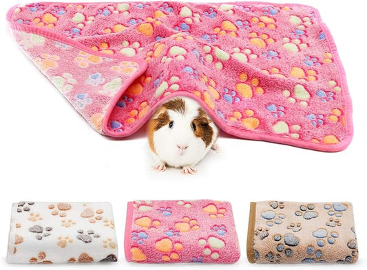 BWOGUE Guinea Pig Blanket, 3 Pack Small Animal Soft Warm Pet Fleece Blankets Sleep Mat Pad Cover Flannel Throw for Hamster Guinea Pig Rabbit Dog Cat Chinchilla Hedgehog