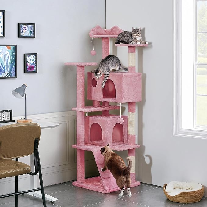 Yaheetech Multi-Level Cat Tree Stand House Furniture with Condos, Scratching Posts