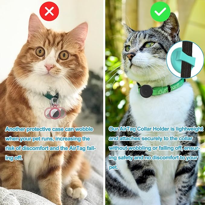 IPX8 Waterproof AirTag Dog Collar Holder, Hidden Air Tag Case for Cat Collar, Anti-Lost Silicone Cover for AirTag GPS Tracker Compatible with Pets Loop, Fits All Width Collars(Black S)