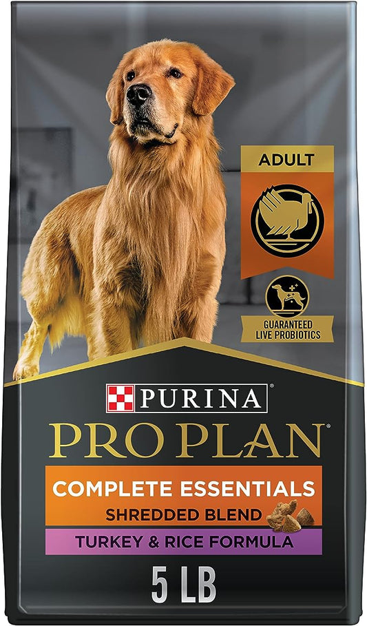 Purina Pro Plan High Protein Dry Dog Food, COMPLETE ESSENTIALS Shredded Blend Turkey & Rice - 5 lb. Bag