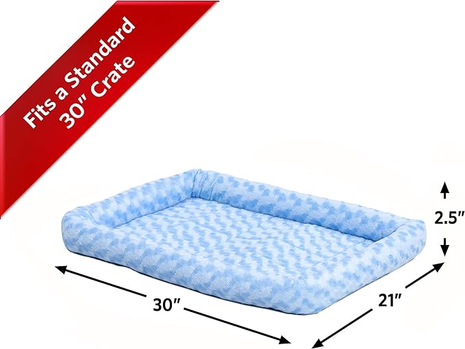 MidWest Homes for Pets Bolster Dog Bed 30L-Inch Blue Dog Bed or Cat Bed w/ Comfortable Bolster | Ideal for Medium Dog Breeds & Fits a 30-Inch Dog Crate | Easy Maintenance Machine Wash & Dry