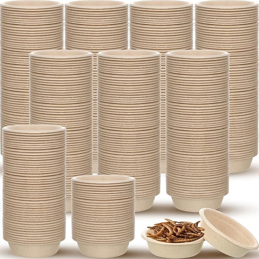 500 Pcs Paper Gecko Feeding Cups 1 oz Gecko Food and Water Feeding Dish Small Reptile Feeding Cup Gecko Food Dish Cup Reptile Feeder Bowl Ledge Accessories for Crested Gecko Lizards Small Pet