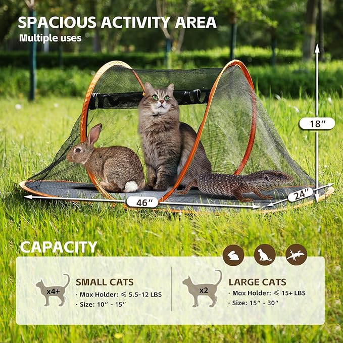 Pop-up Cat Tent, Portable Pet Playpen for Outdoor&Indoor,Outdoor Cat Enclosures - Cat Playpen for Camping,Traveling,Sunbathing