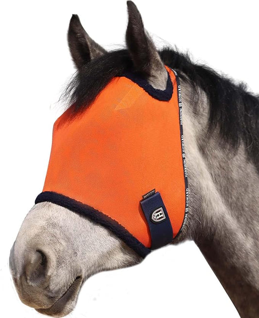 Harrison Howard All Round Mesh Horse Fly Mask UV Protective with Fleece Padded Edging Vibrant Orange L