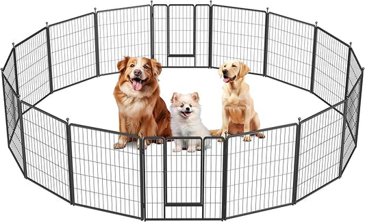 Simple Deluxe Dog Playpen Outdoor, Portable Dog Playpen for Travel, Camping, 32" Height 16 Panels Heavy Duty Dog Pen for Small/Medium Dogs, Black