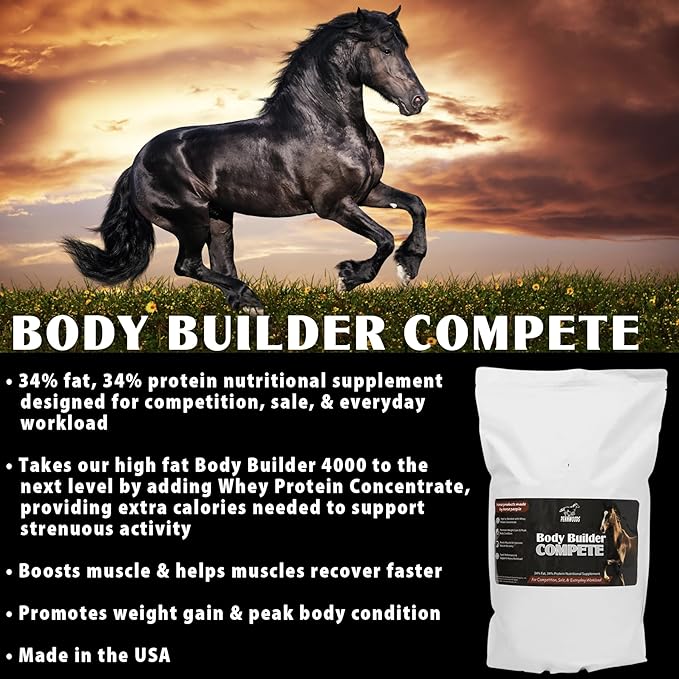 Body Builder Compete: Advanced Horse Weight Gain Supplement, Designed for Competition and Sale, 11lb Bag