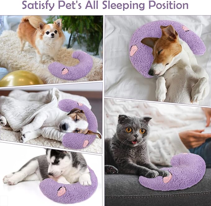 T'CHAQUE Soft Dog Bed Pillows, Ideal Naptime Sleeping Companion for Small Dogs and Cats, Pet Neck Pillow for Upper Spine and Calming Support, Cuddle Snuggle Doggy/Kitten Pillow Training Toy