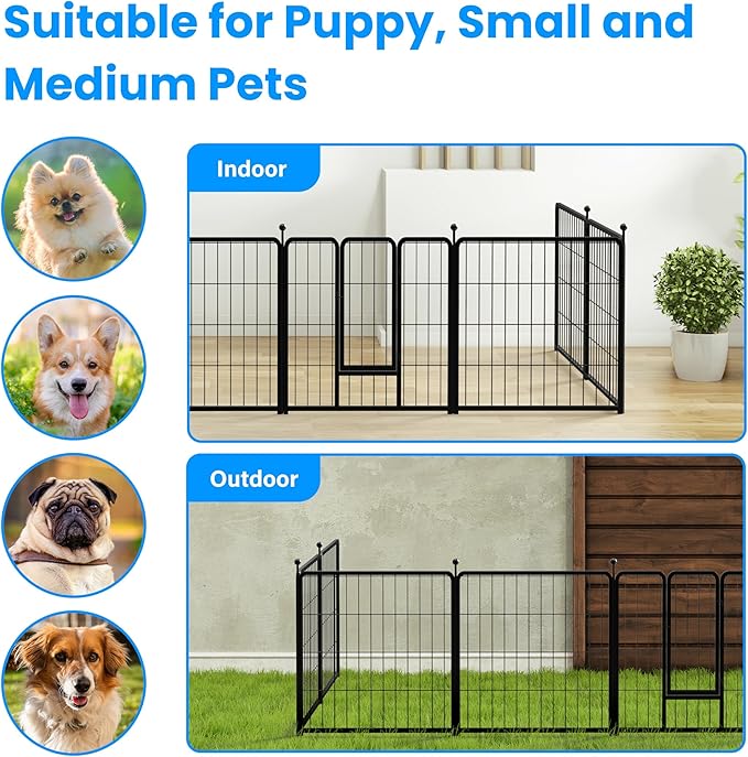 Simple Deluxe Dog Playpen Outdoor, Portable Dog Playpen for Yard, Travel, Camping, 24 Inch 8 Panels Heavy Duty Dog Pen for Puppies/Small Dogs, Black