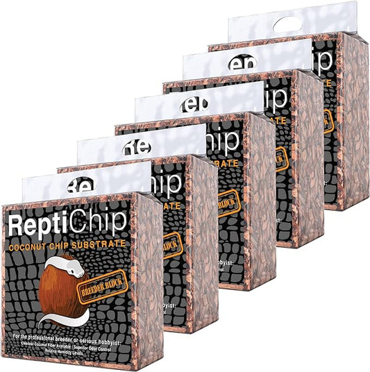 ReptiChip Reptile Substrate Coconut Chip Bedding 72 Quart Compressed Organic Coco Husk Block for Snake Habitat, Ball Python Terrarium, Turtle Tanks, Tortoise Enclosure (5 Pk)