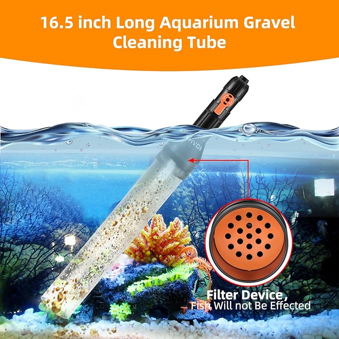 Gravel Vacuum for Aquarium Water Changer Fish Tank Cleaning Tools,Siphon Universal Quick Pump Aquarium Water Changing (30ft)