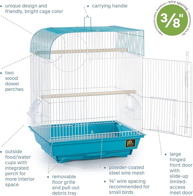 Prevue Pet Products South Beach Flat Top Bird Cage, Teal (SP50061)